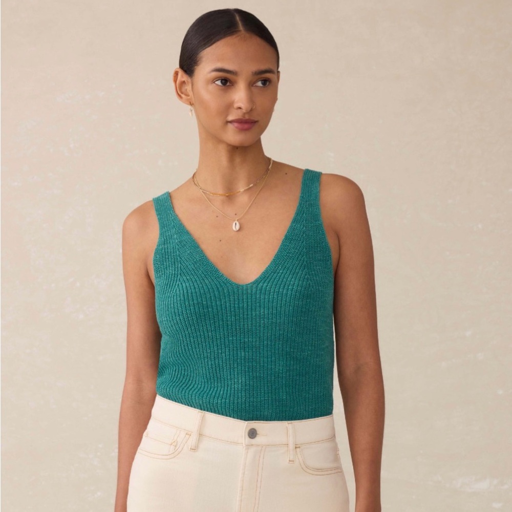 Miramar Linen V Neck Tank, XXS